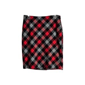 The Limited Red & Black Diagonal Plaid Pencil Skirt